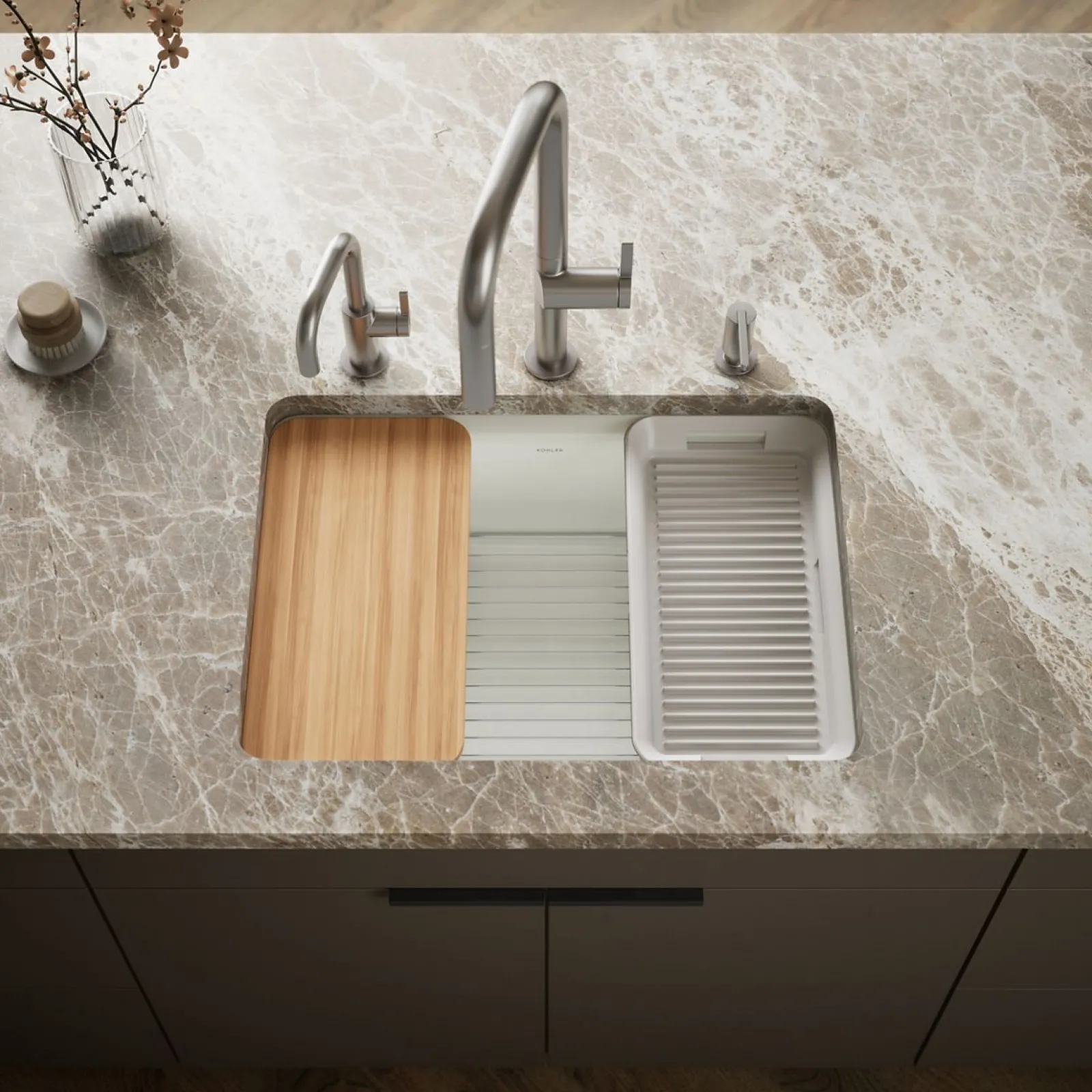 27" undermount single-bowl workstation kitchen sink^Kohler Hot