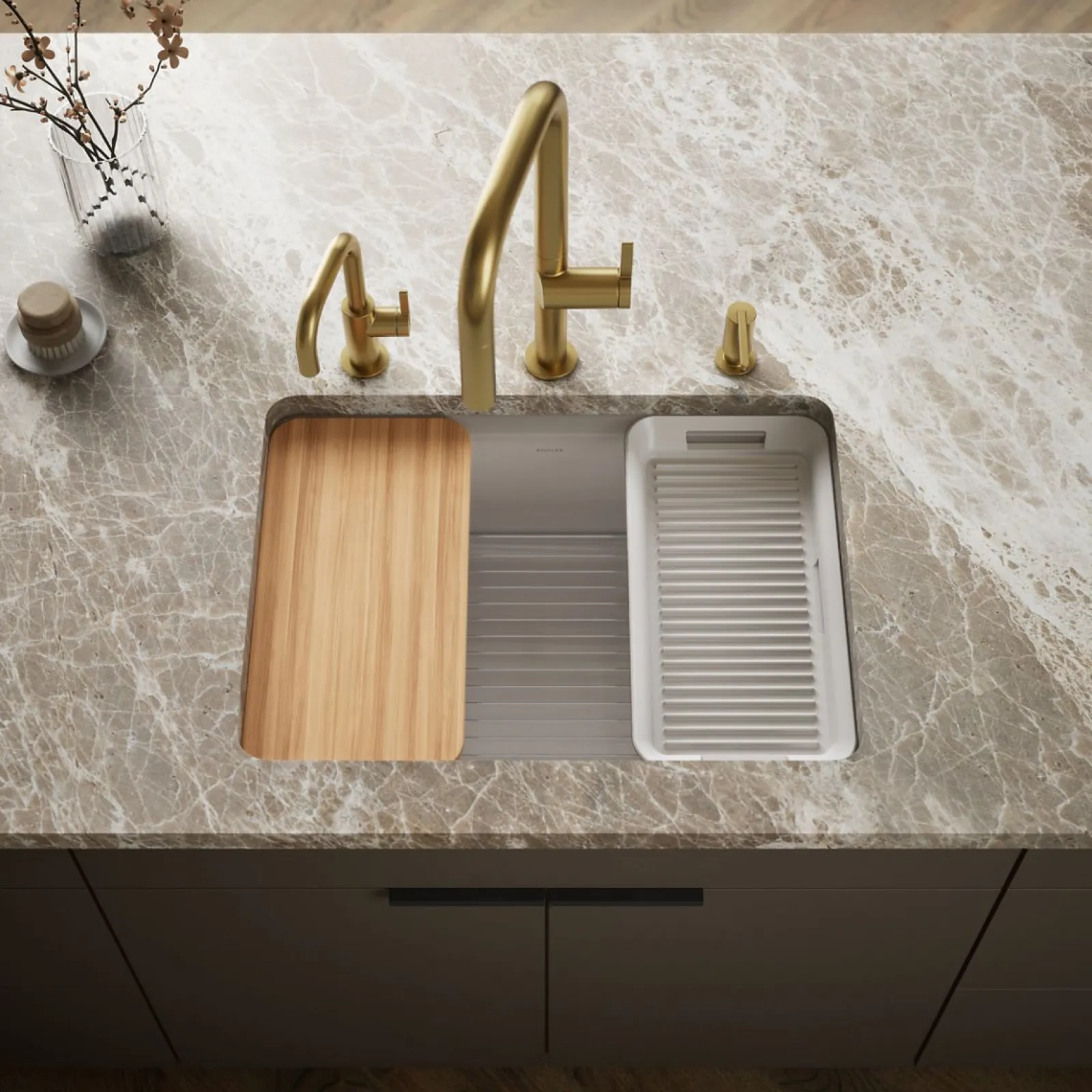 27" undermount single-bowl workstation kitchen sink^Kohler Hot
