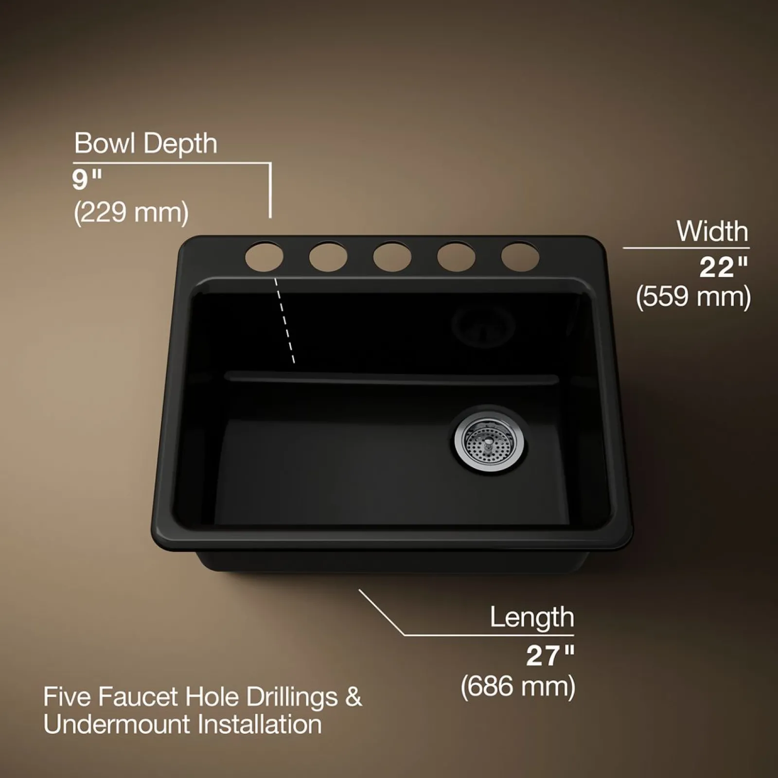 27" undermount single-bowl workstation kitchen sink^Kohler Hot