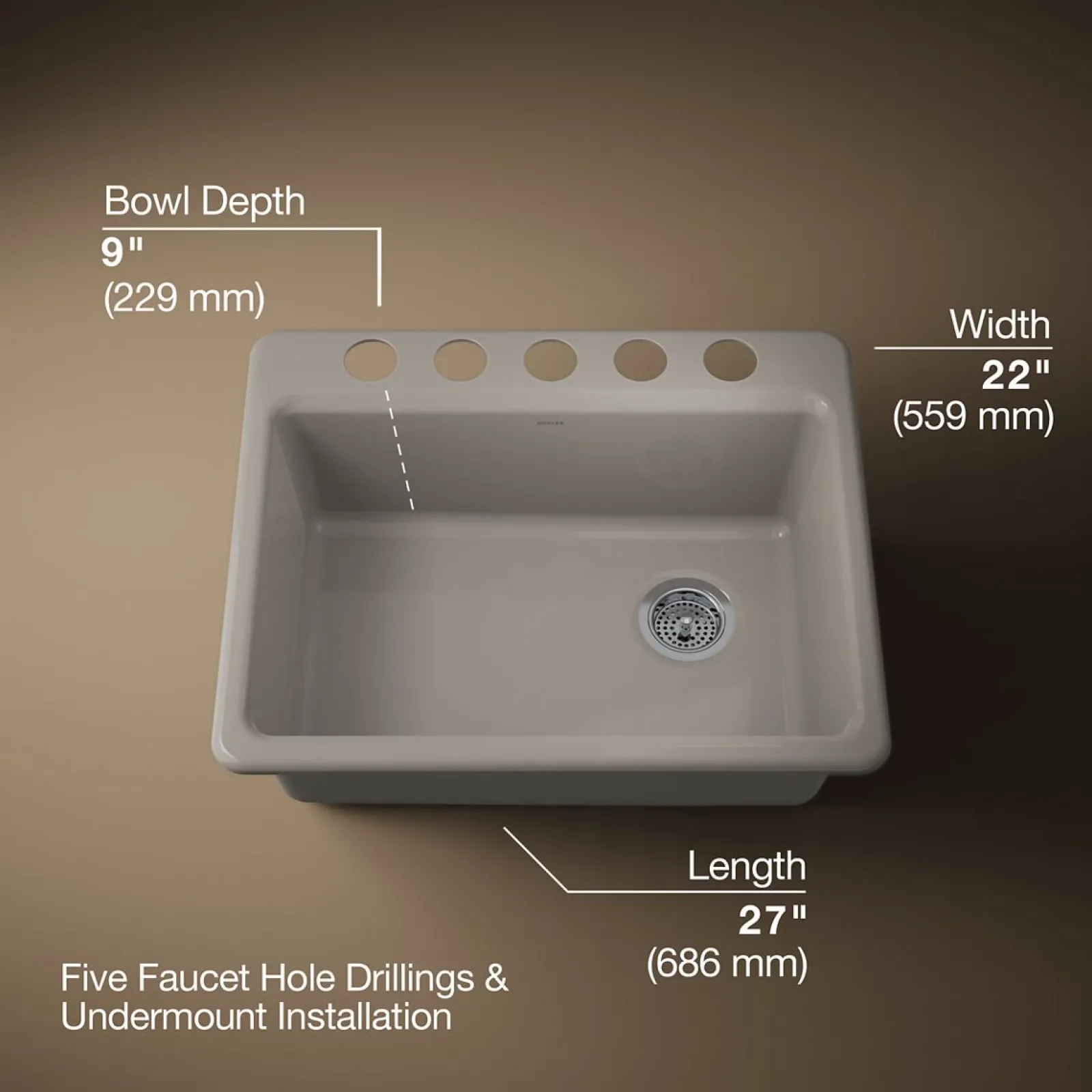 27" undermount single-bowl workstation kitchen sink^Kohler Hot