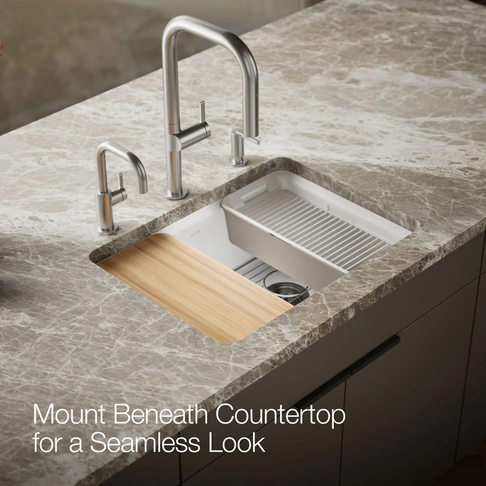 27" undermount single-bowl workstation kitchen sink^Kohler Hot