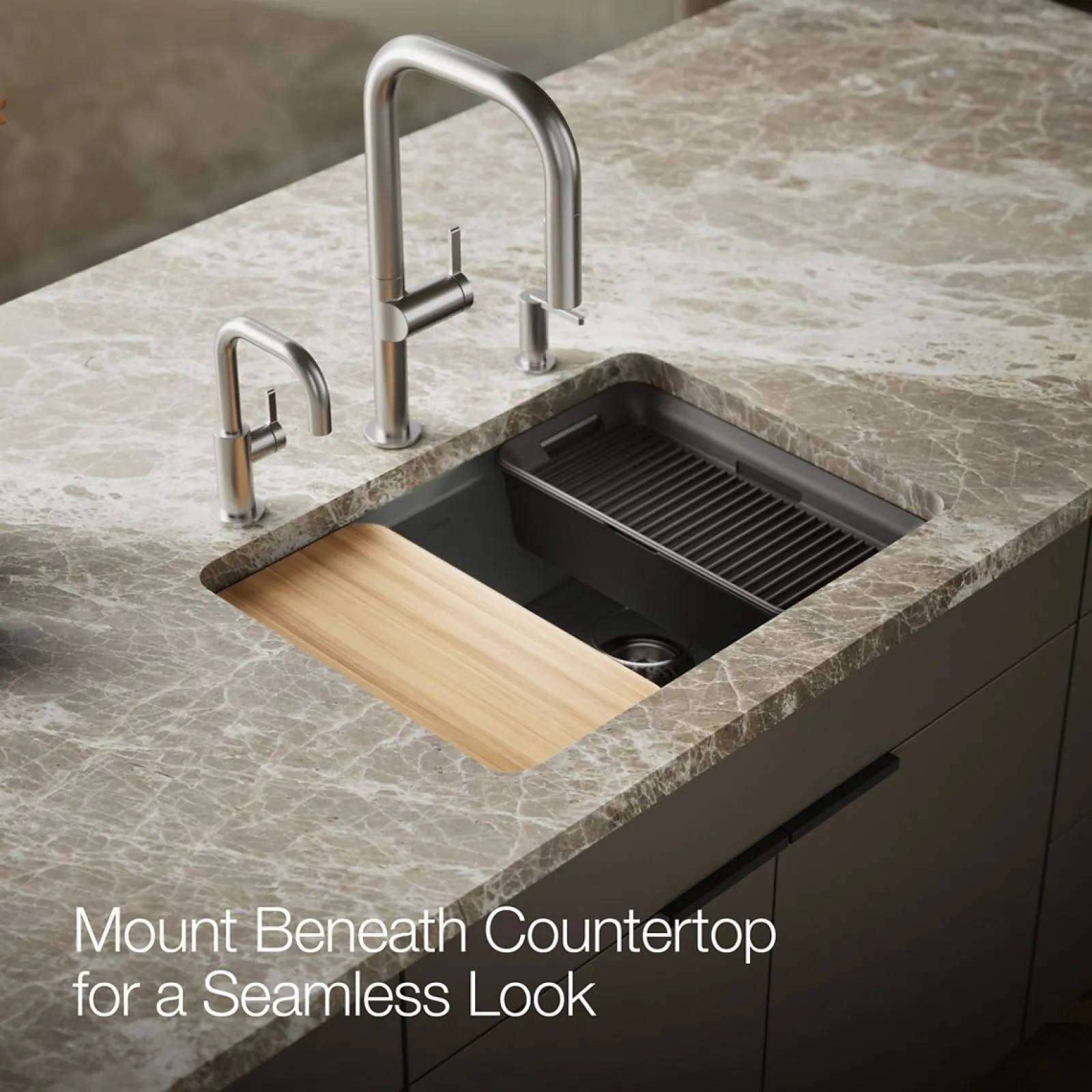 27" undermount single-bowl workstation kitchen sink^Kohler Hot