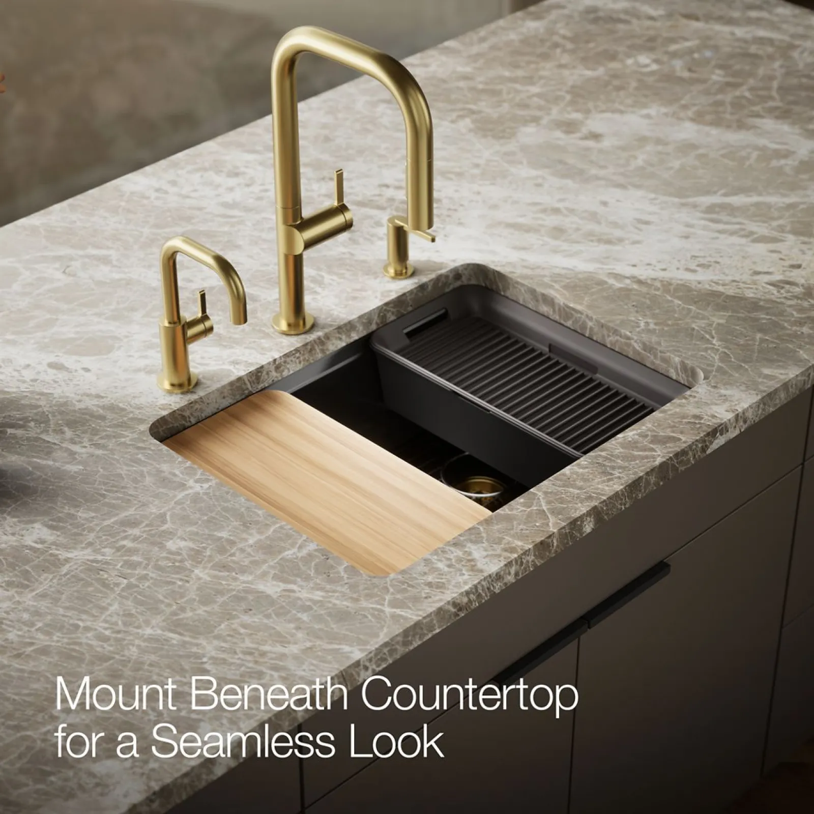 27" undermount single-bowl workstation kitchen sink^Kohler Hot