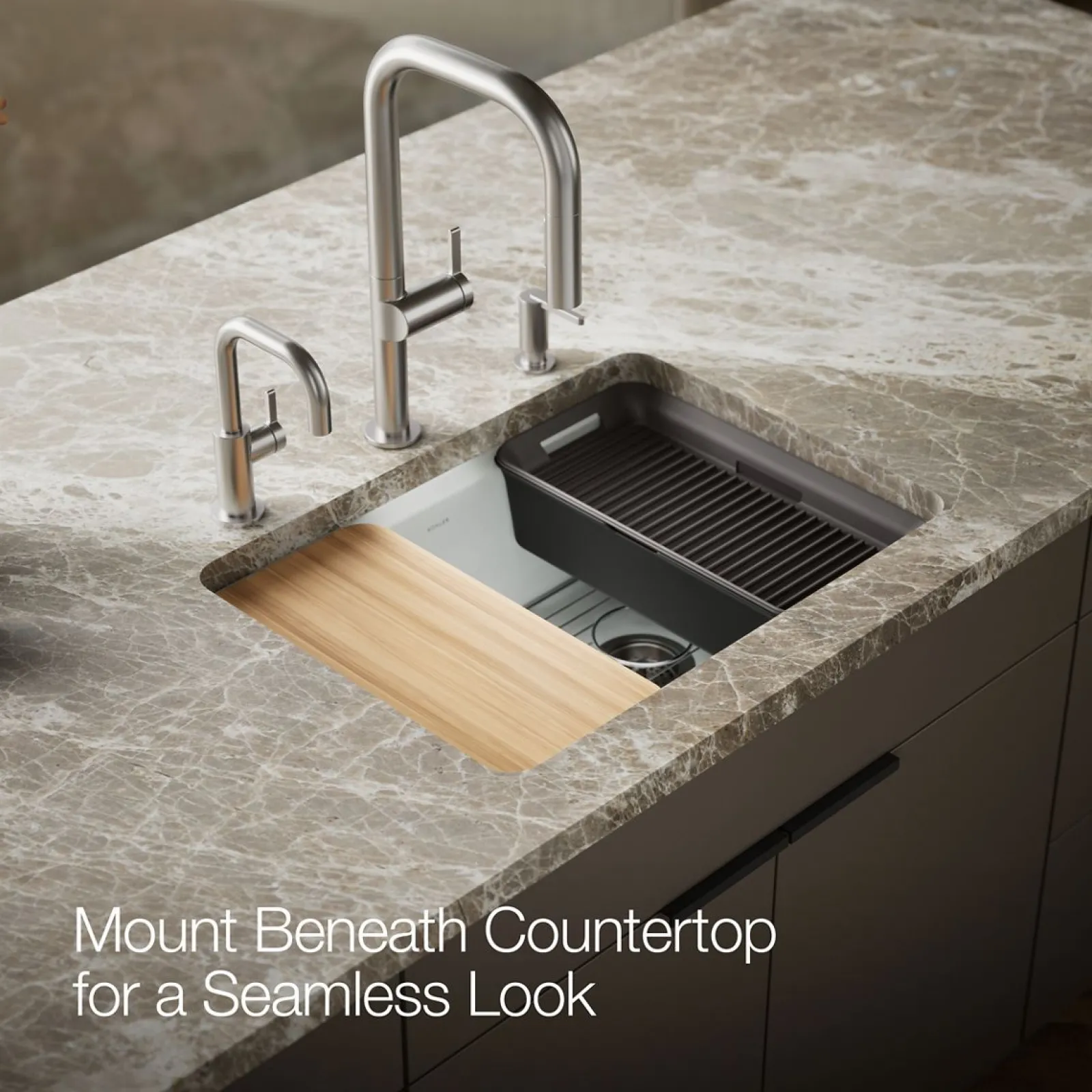 27" undermount single-bowl workstation kitchen sink^Kohler Hot