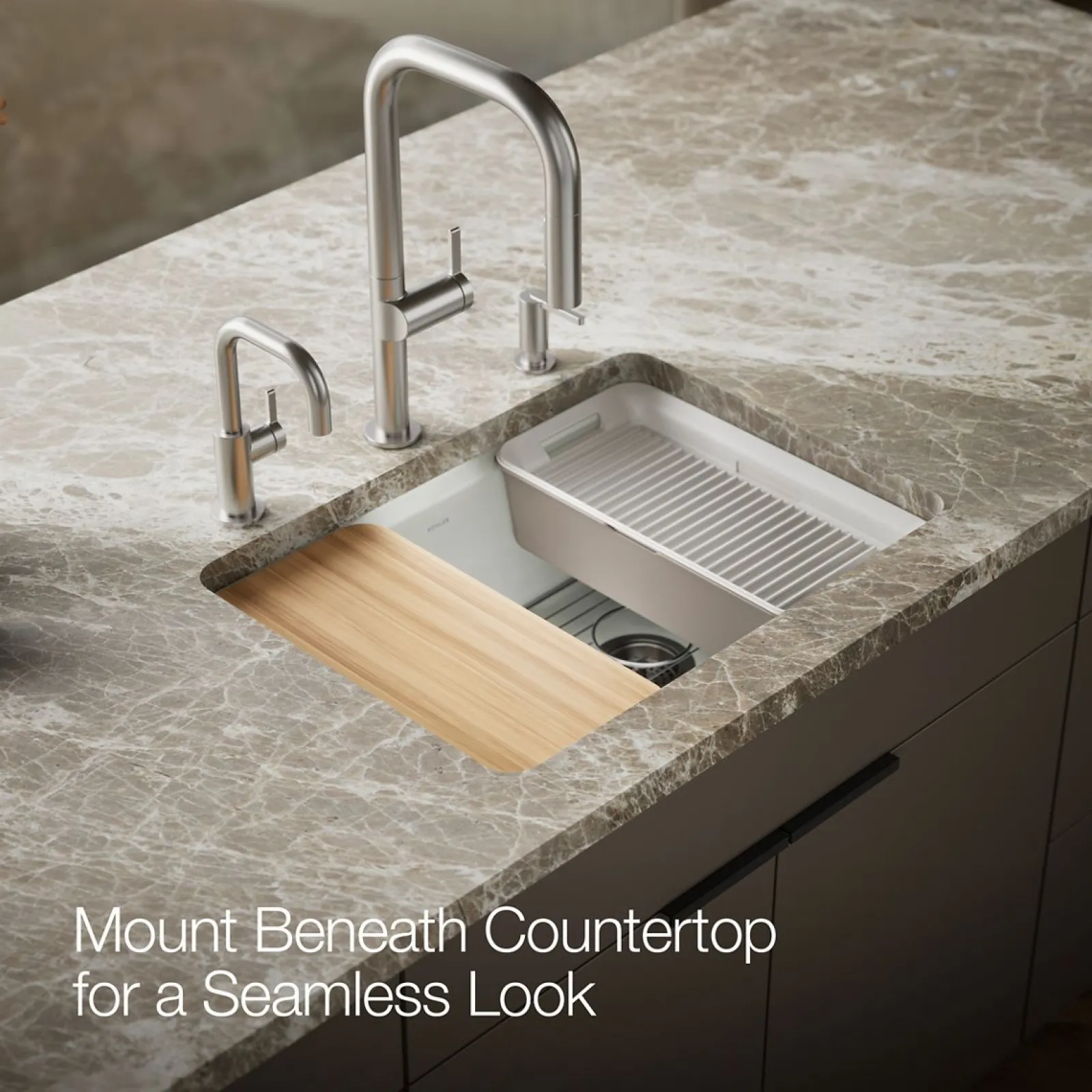 27" undermount single-bowl workstation kitchen sink^Kohler Hot
