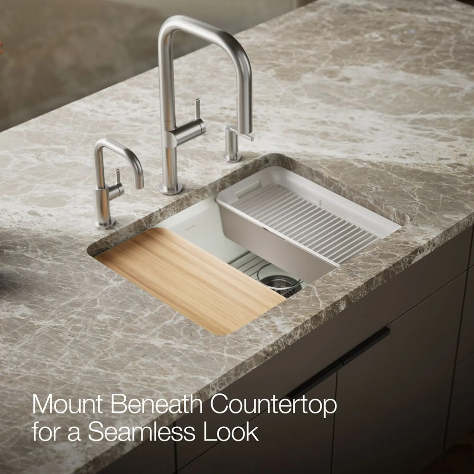 27" undermount single-bowl workstation kitchen sink^Kohler Hot