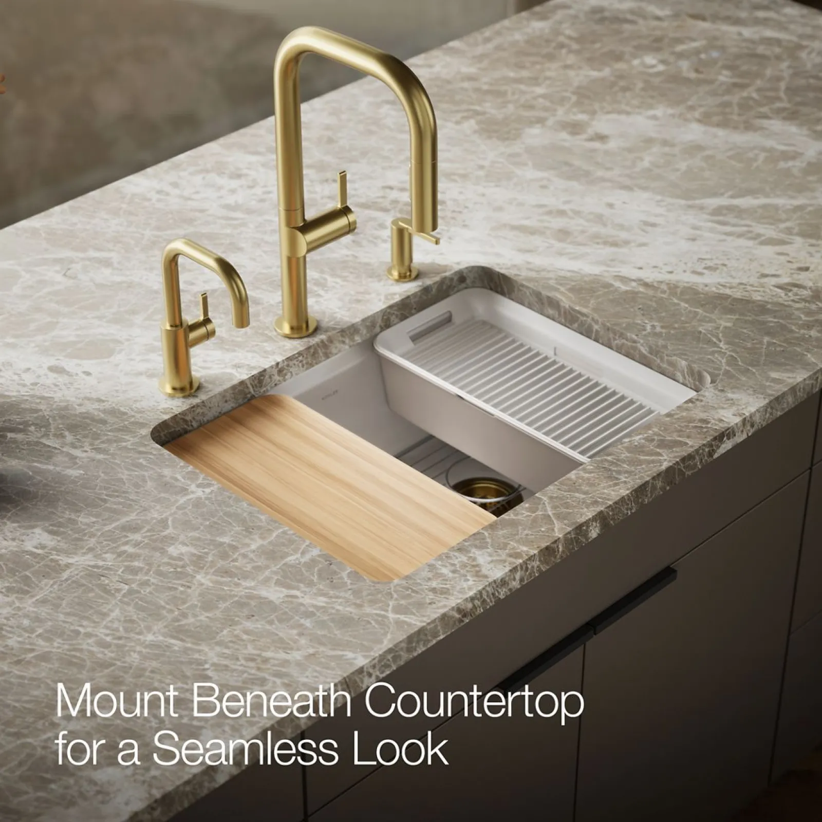27" undermount single-bowl workstation kitchen sink^Kohler Hot