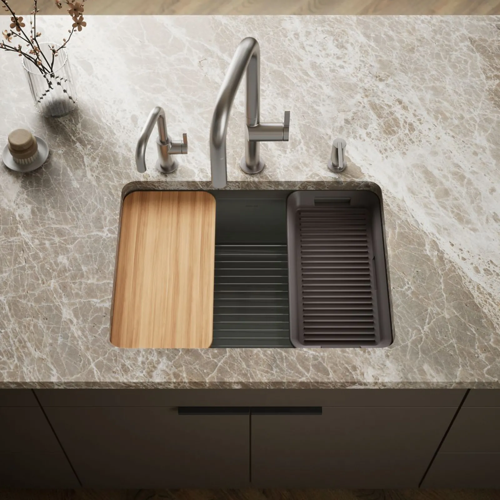 27" undermount single-bowl workstation kitchen sink^Kohler Hot