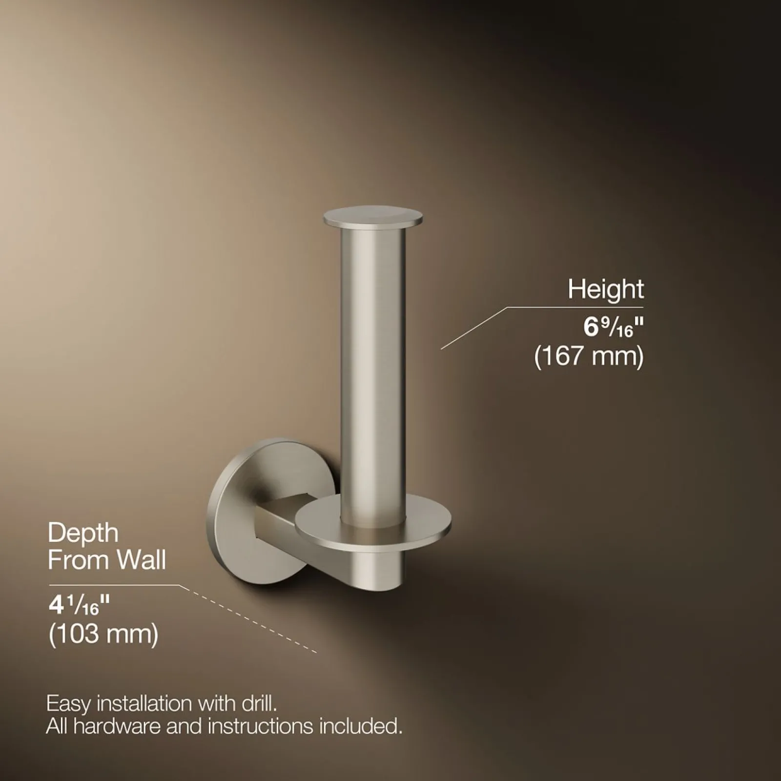 Vertical toilet paper holder^Kohler