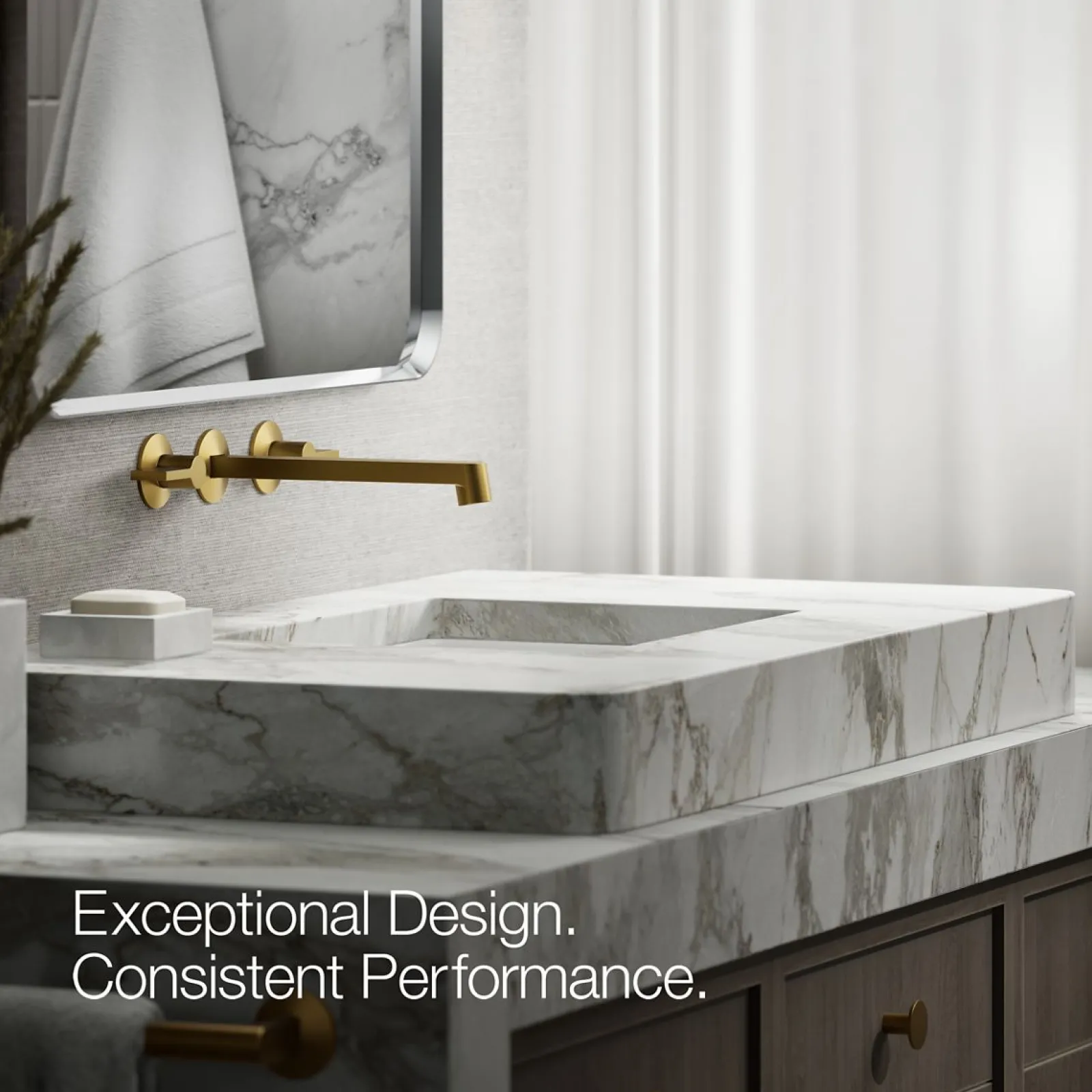 Wall-mount bathroom sink faucet spout with Row design, 1.2 gpm^Kohler Outlet