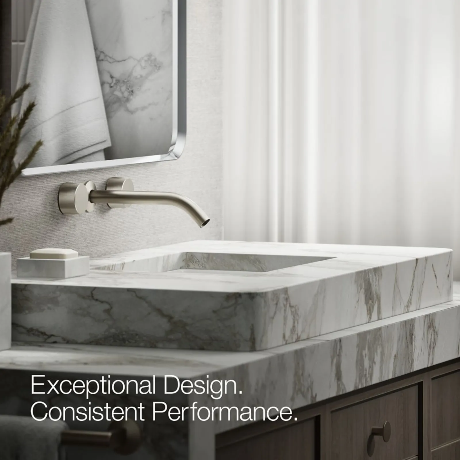 Wall-mount bathroom sink faucet Oyl handle trim^Kohler New