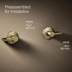 Wall-mount bathroom sink faucet Lever handle trim^Kohler Hot