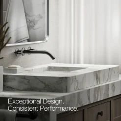 Wall-mount bathroom sink faucet Lever handle trim^Kohler Hot