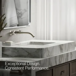 Wall-mount bathroom sink faucet Lever handle trim^Kohler Hot