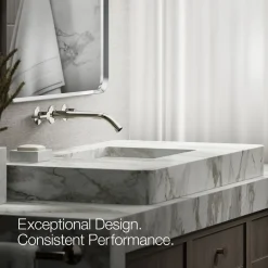 Wall-mount bathroom sink faucet Lever handle trim^Kohler Hot