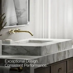 Wall-mount bathroom sink faucet Lever handle trim^Kohler Hot