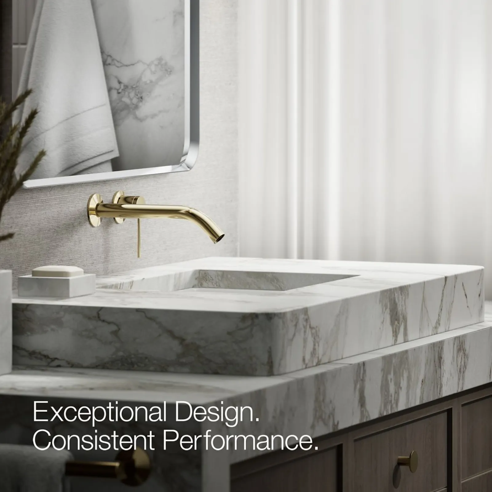 Wall-mount bathroom sink faucet handle^Kohler Hot