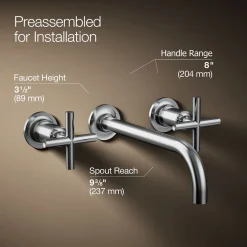 Wall-mount bathroom sink faucet trim with Cross handles, 1.2 gpm^Kohler Discount