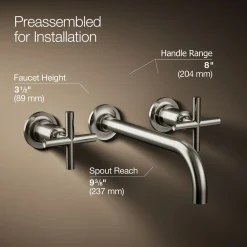 Wall-mount bathroom sink faucet trim with Cross handles, 1.2 gpm^Kohler Discount