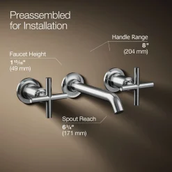 Wall-mount bathroom sink faucet trim with Cross handles, 1.2 gpm^Kohler Online