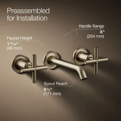 Wall-mount bathroom sink faucet trim with Cross handles, 1.2 gpm^Kohler Online