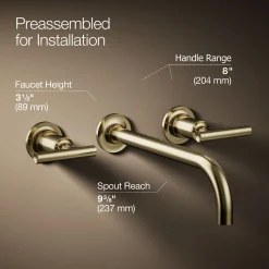 Wall-mount bathroom sink faucet trim with Lever handles, 1.2 gpm^Kohler Clearance