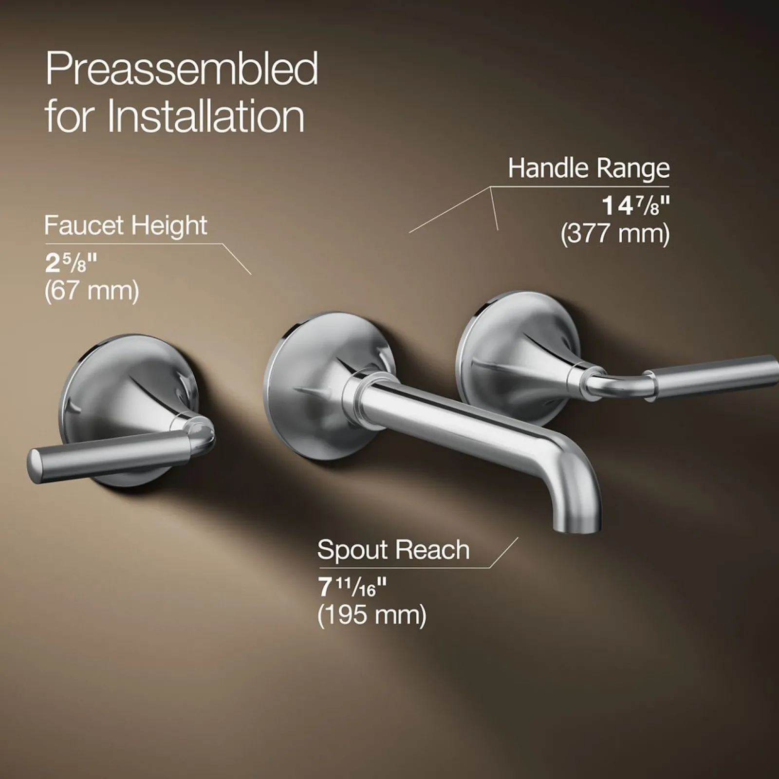 Wall-mount bathroom sink faucet trim, 1.2 gpm^Kohler Best