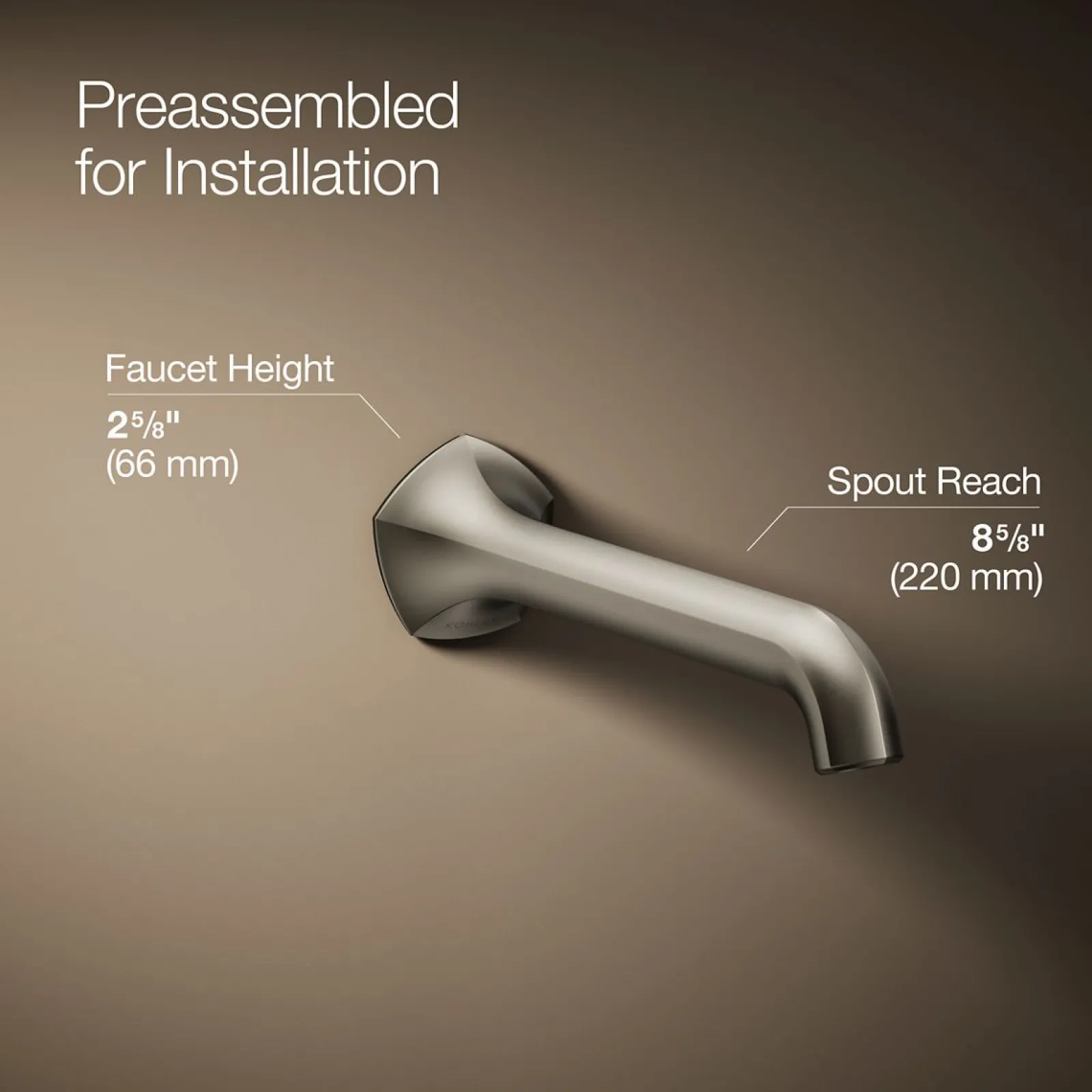 Wall-mount bathroom sink faucet spout with Straight design, 1.2 gpm^Kohler Clearance