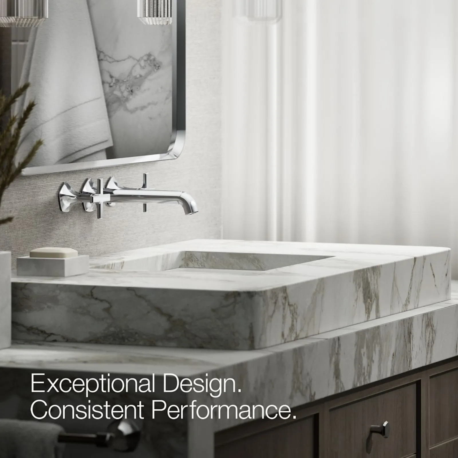 Wall-mount bathroom sink faucet Cross handle trim, 1.2 gpm^Kohler Online