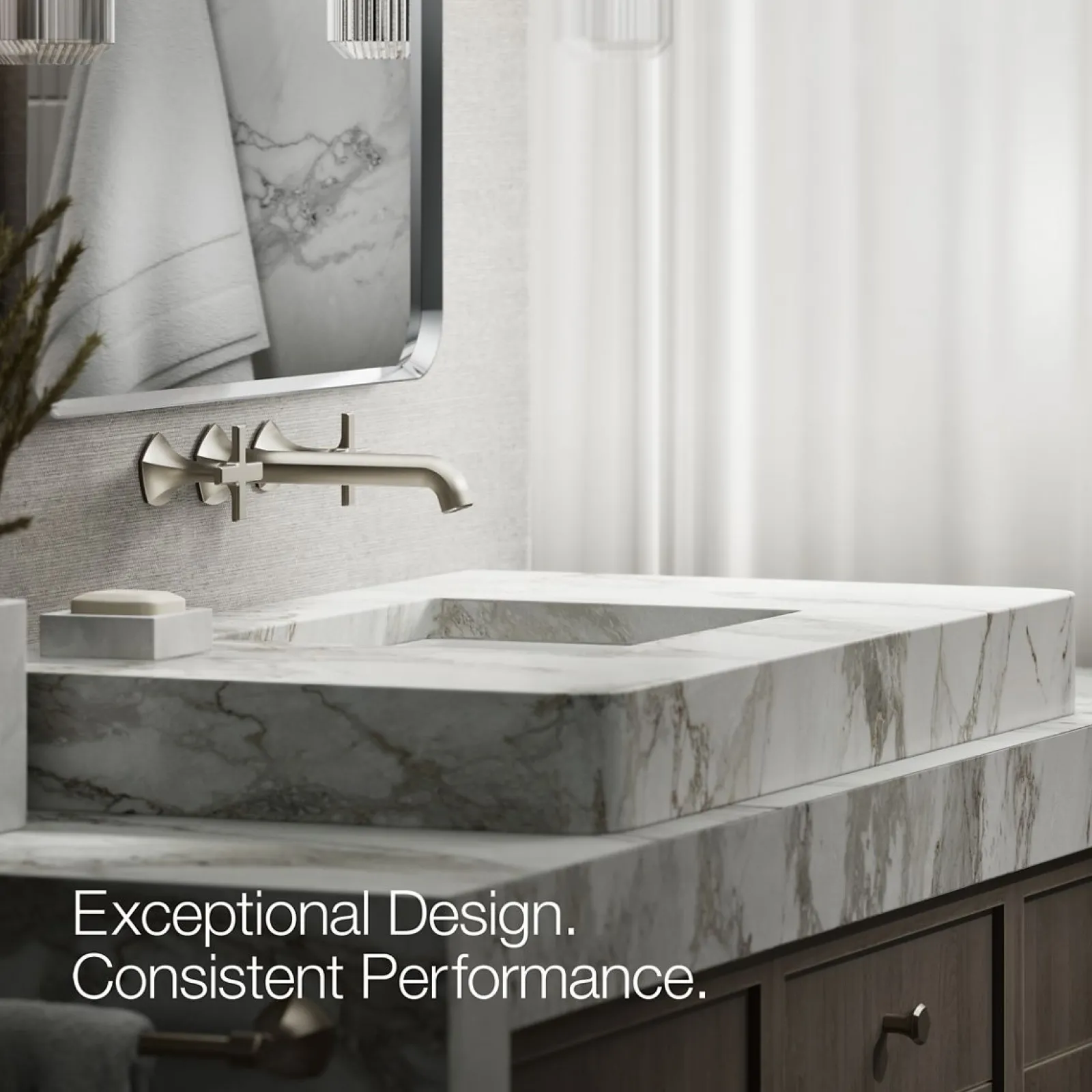 Wall-mount bathroom sink faucet Cross handle trim, 1.2 gpm^Kohler Online