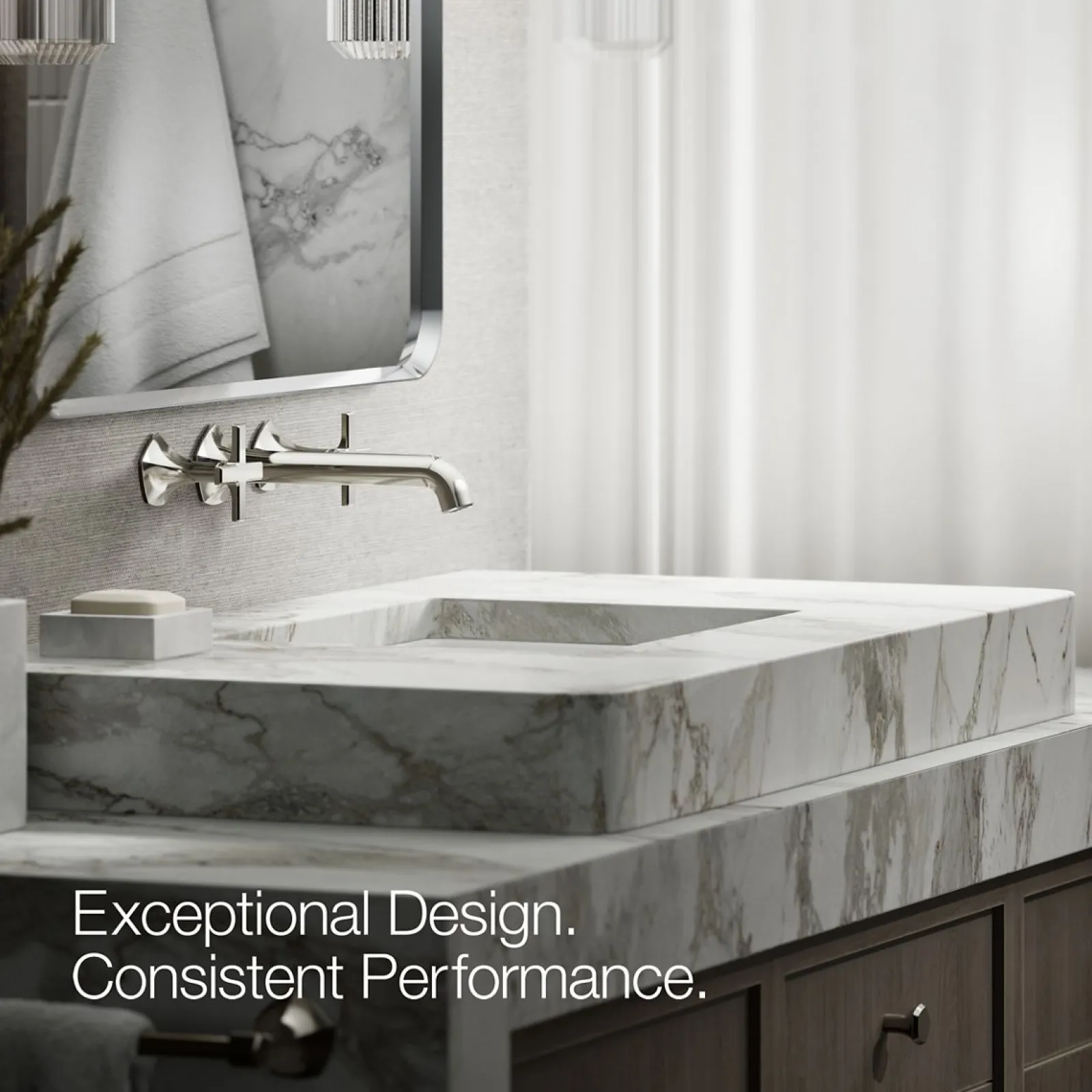 Wall-mount bathroom sink faucet Cross handle trim, 1.2 gpm^Kohler Online