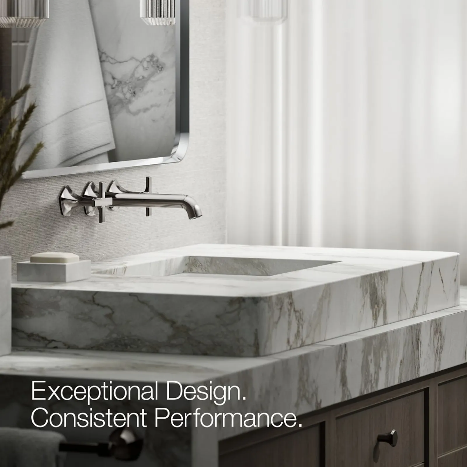 Wall-mount bathroom sink faucet Cross handle trim, 1.2 gpm^Kohler Online