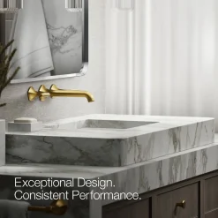 Wall-mount bathroom sink faucet Lever handle trim, 1.2 gpm^Kohler Hot
