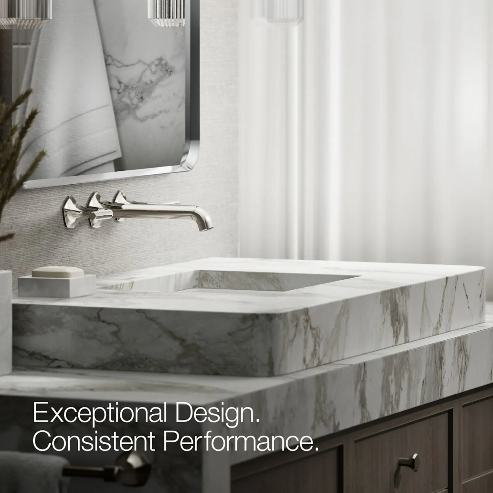 Wall-mount bathroom sink faucet Lever handle trim, 1.2 gpm^Kohler Hot