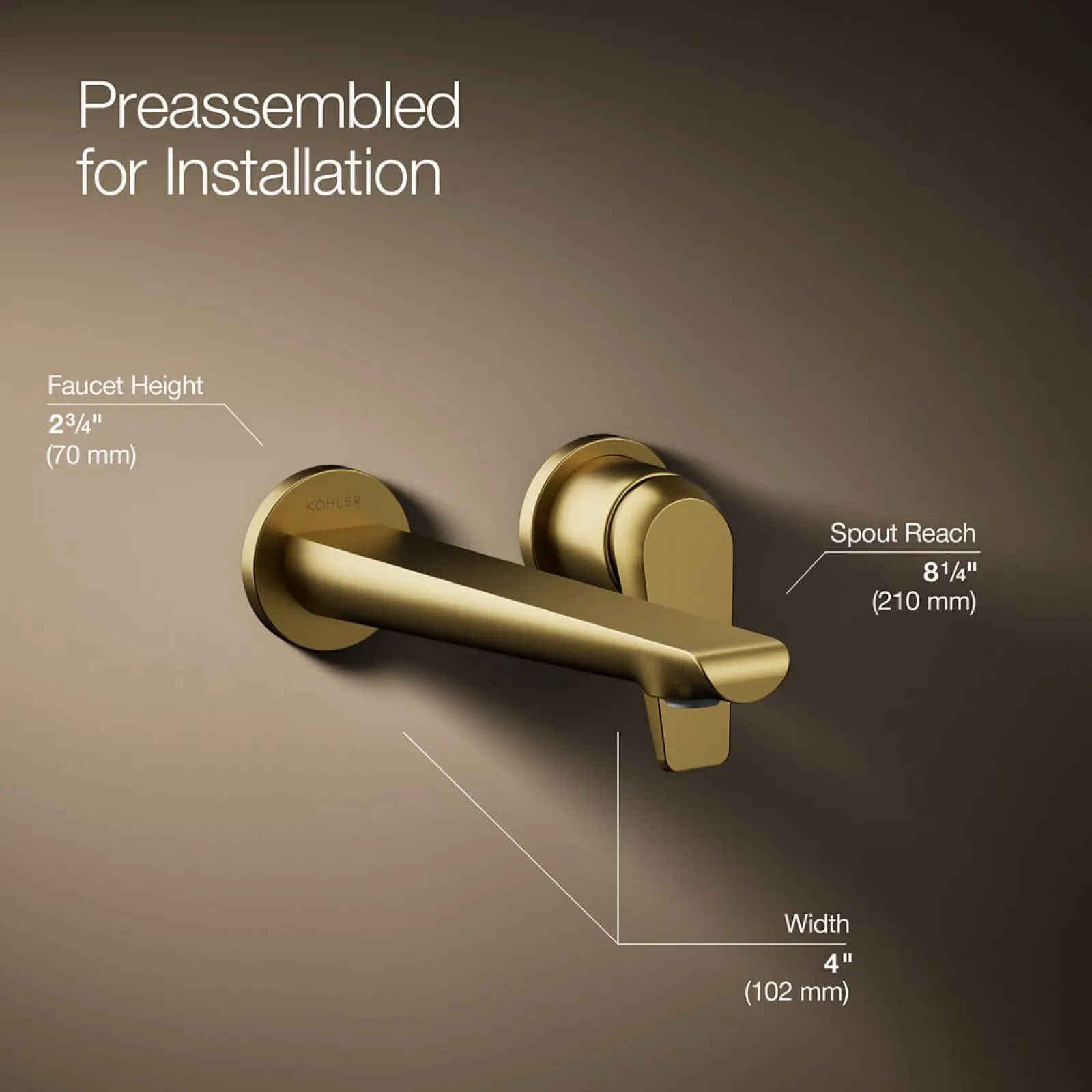 Wall-mount bathroom sink faucet, 1.2 gpm^Kohler New