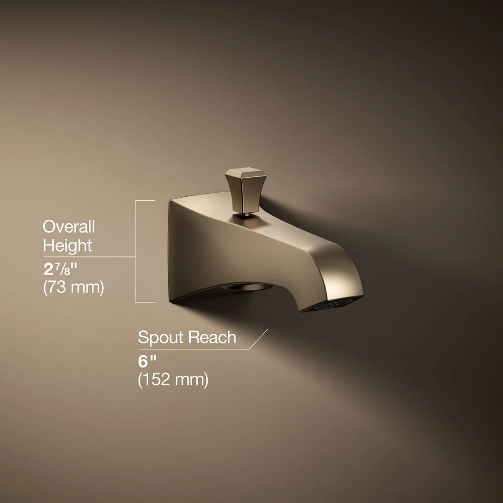 Wall-mount bath spout with Deco design and diverter^Kohler Clearance