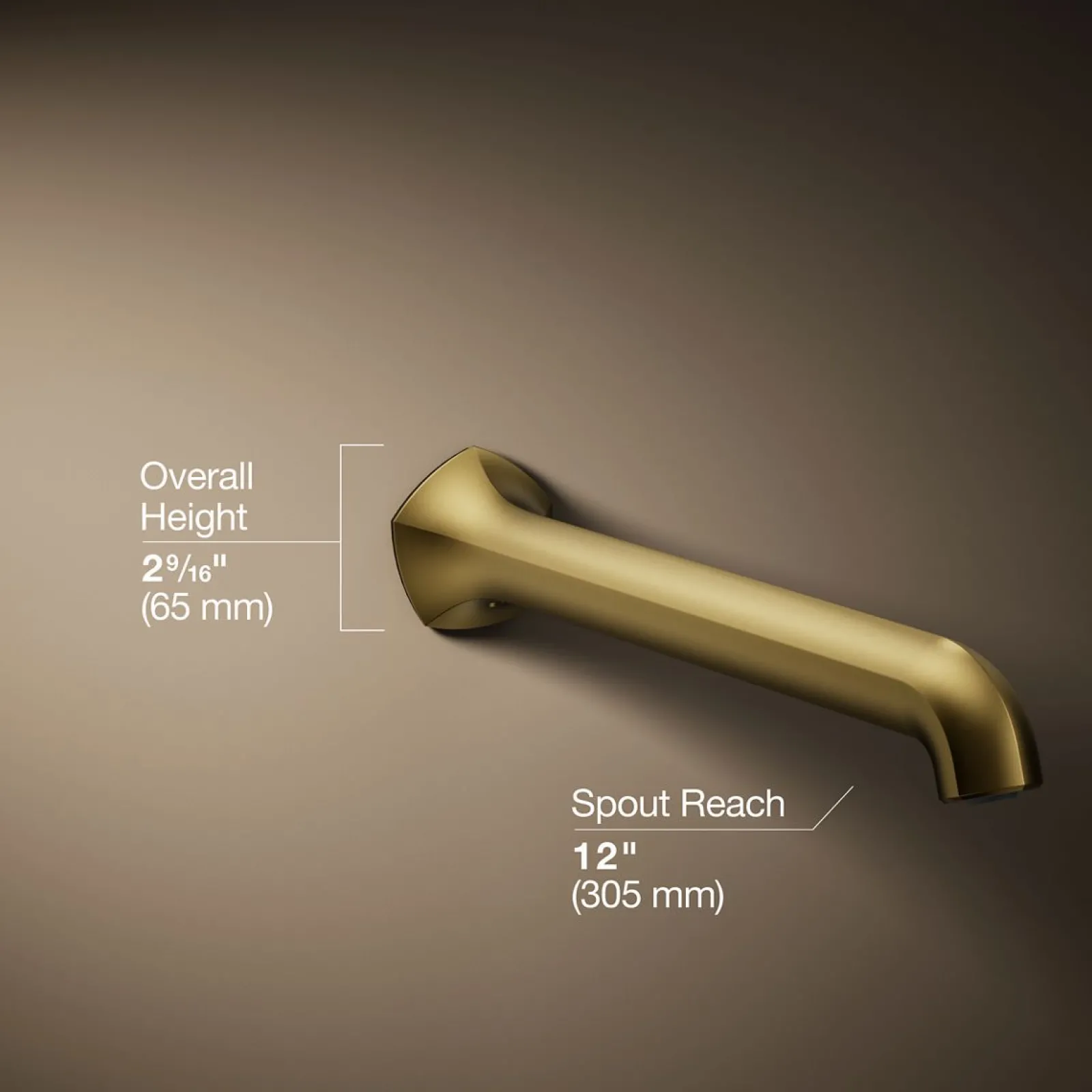 Wall-mount bath spout with Straight design, 12"^Kohler Clearance