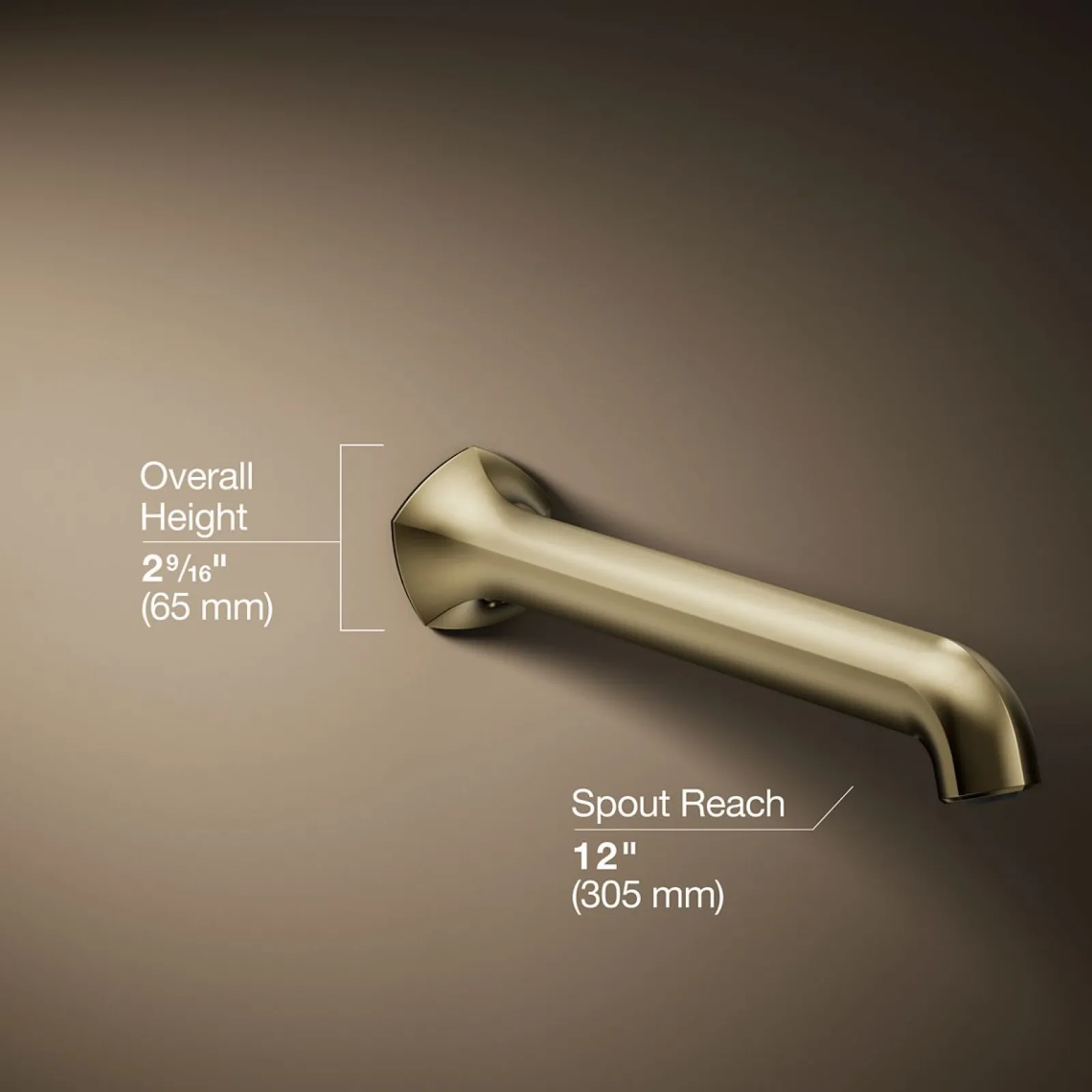 Wall-mount bath spout with Straight design, 12"^Kohler Clearance