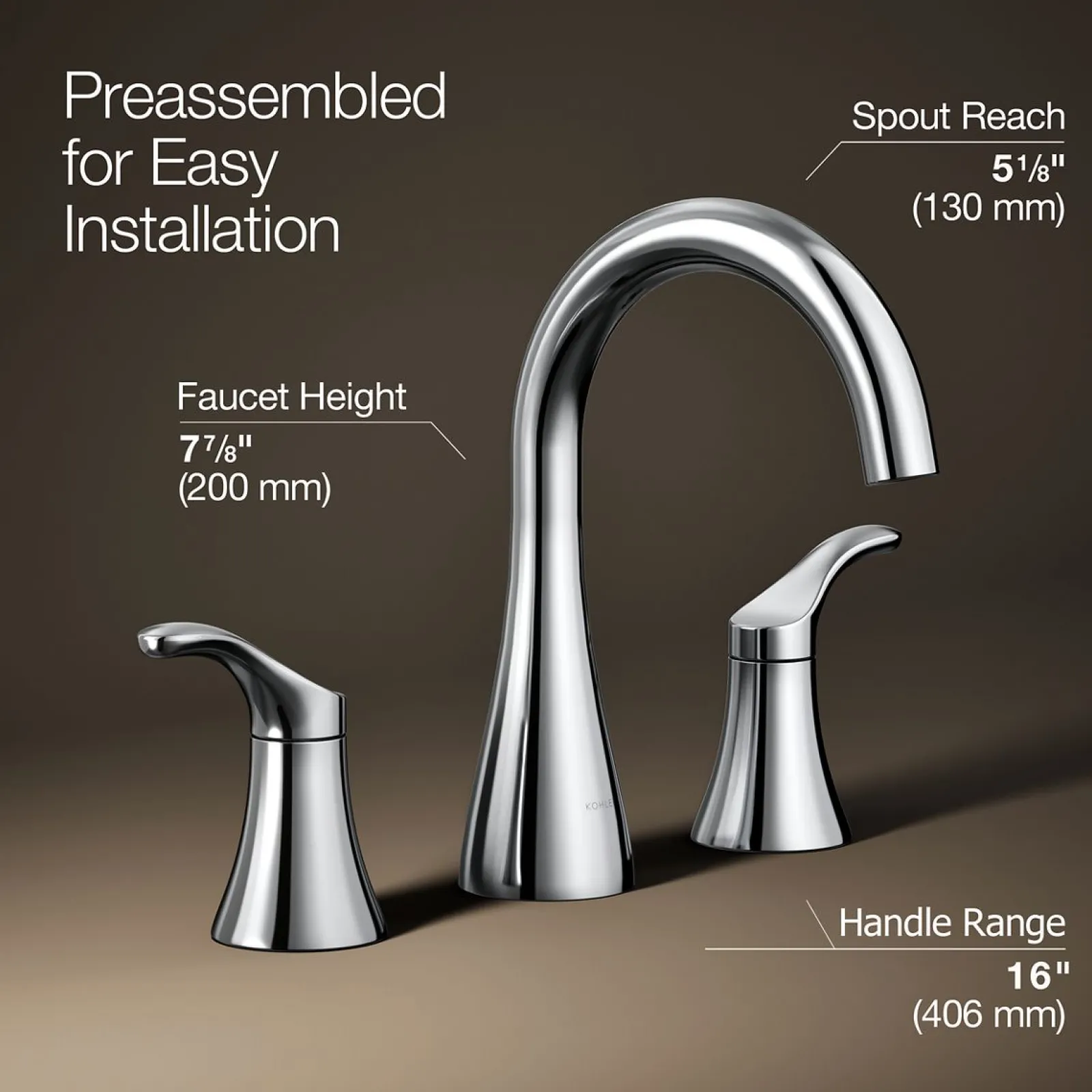 Widespread bathroom sink faucet, 0.5 gpm^Kohler