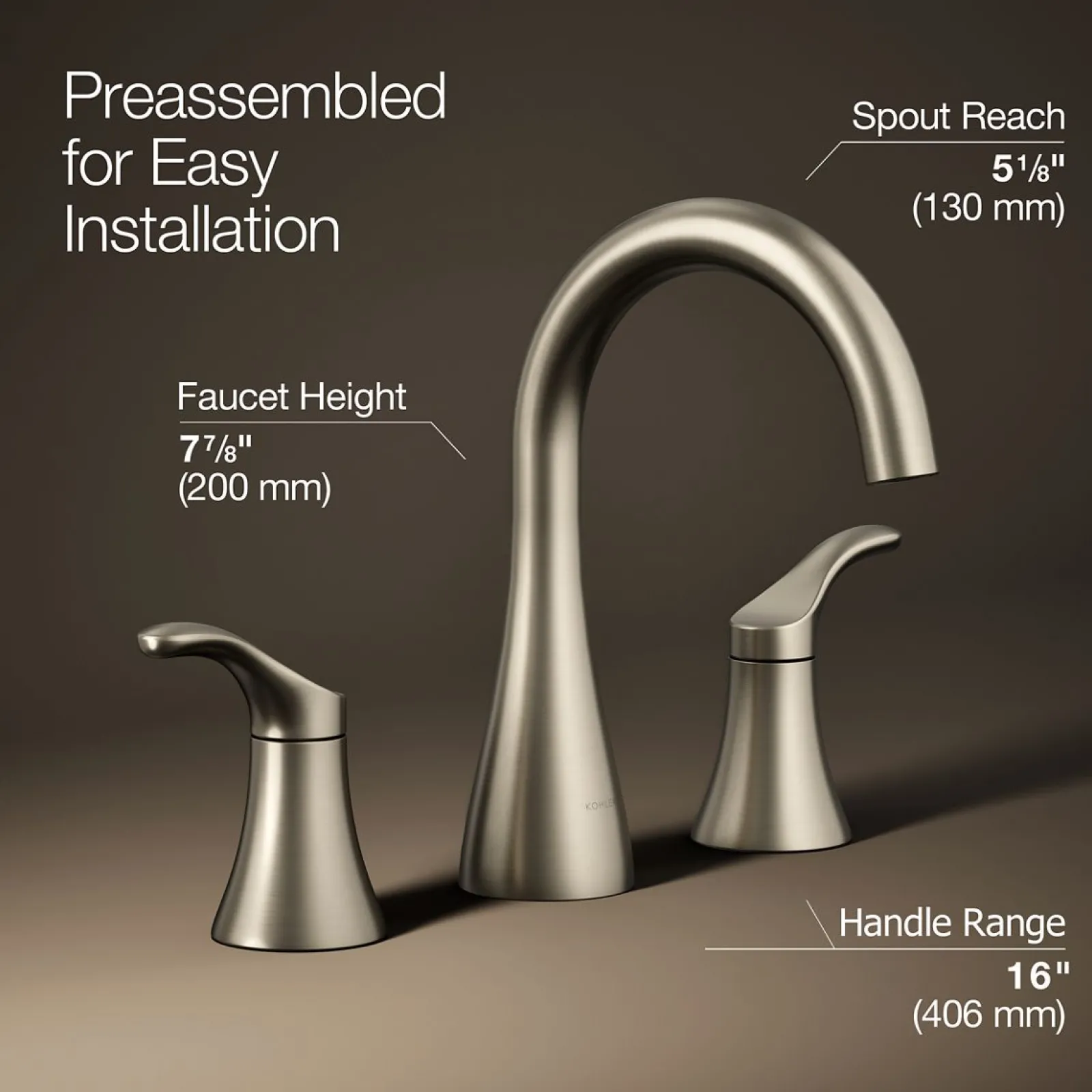 Widespread bathroom sink faucet, 0.5 gpm^Kohler