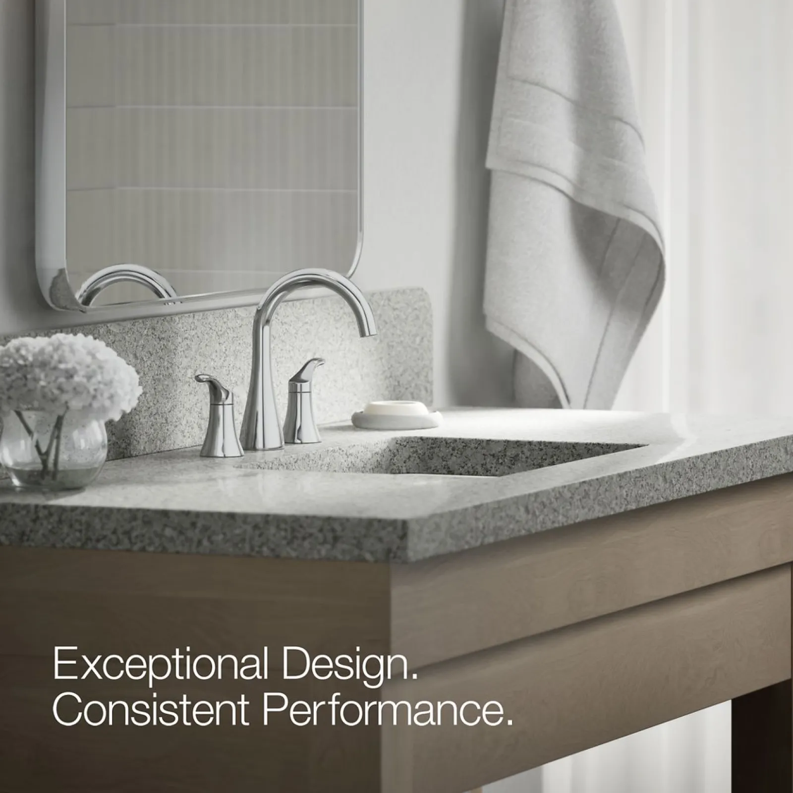 Widespread bathroom sink faucet, 0.5 gpm^Kohler