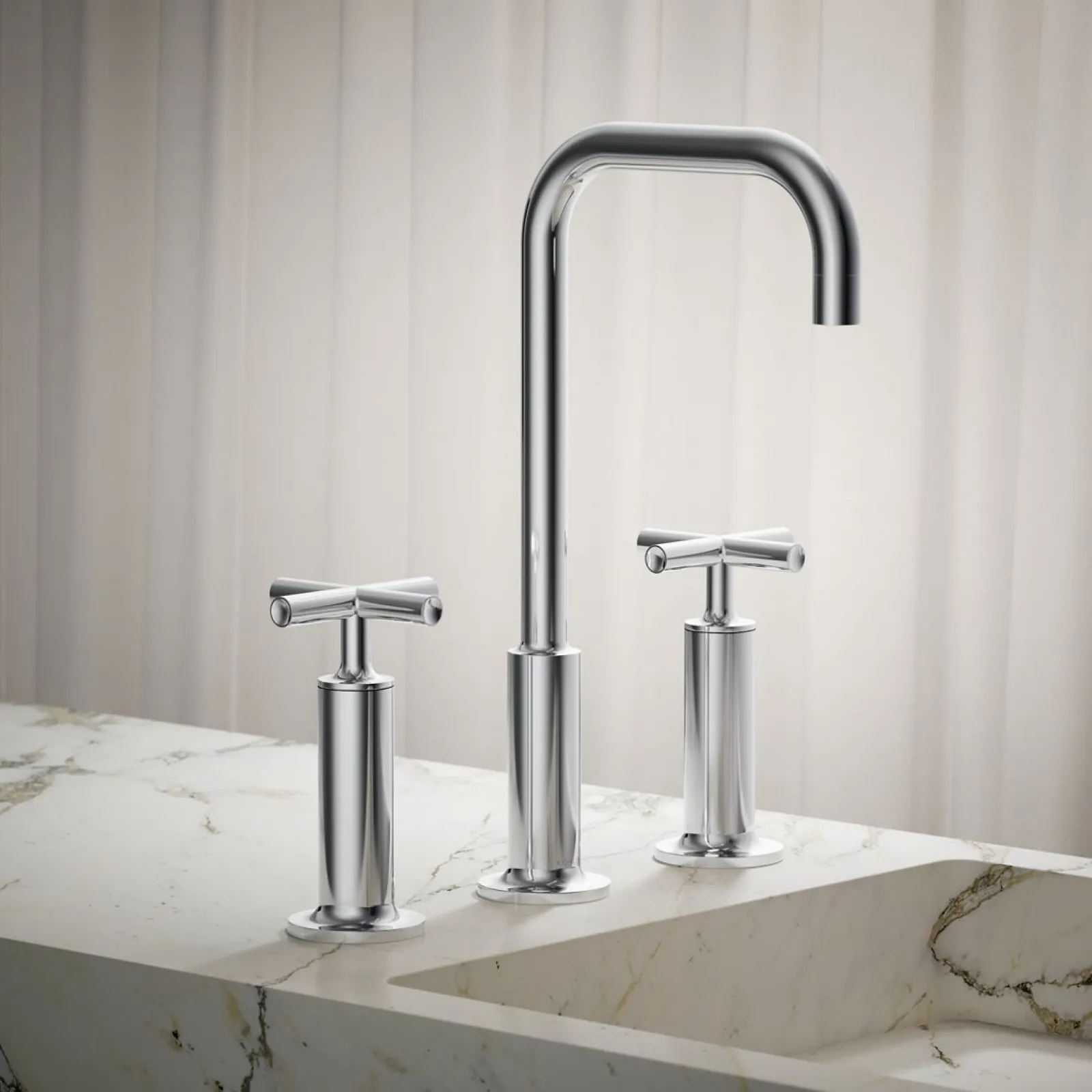 Widespread bathroom sink faucet with Cross handles, 1.2 gpm^Kohler Hot
