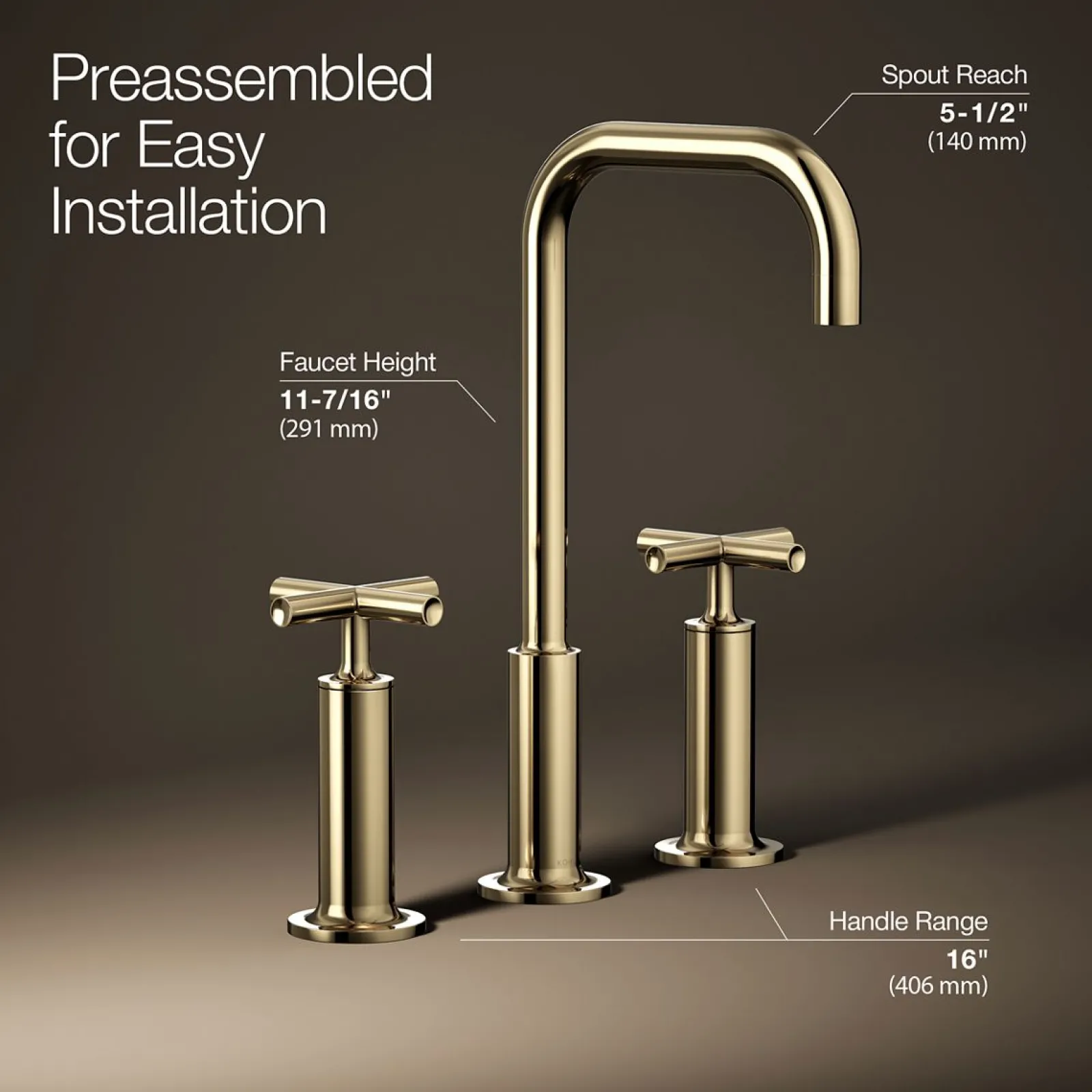 Widespread bathroom sink faucet with Cross handles, 1.2 gpm^Kohler Hot