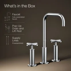Widespread bathroom sink faucet with Cross handles, 1.2 gpm^Kohler Hot