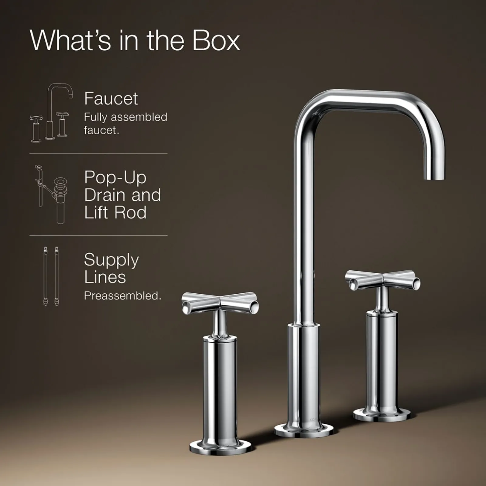 Widespread bathroom sink faucet with Cross handles, 1.2 gpm^Kohler Hot