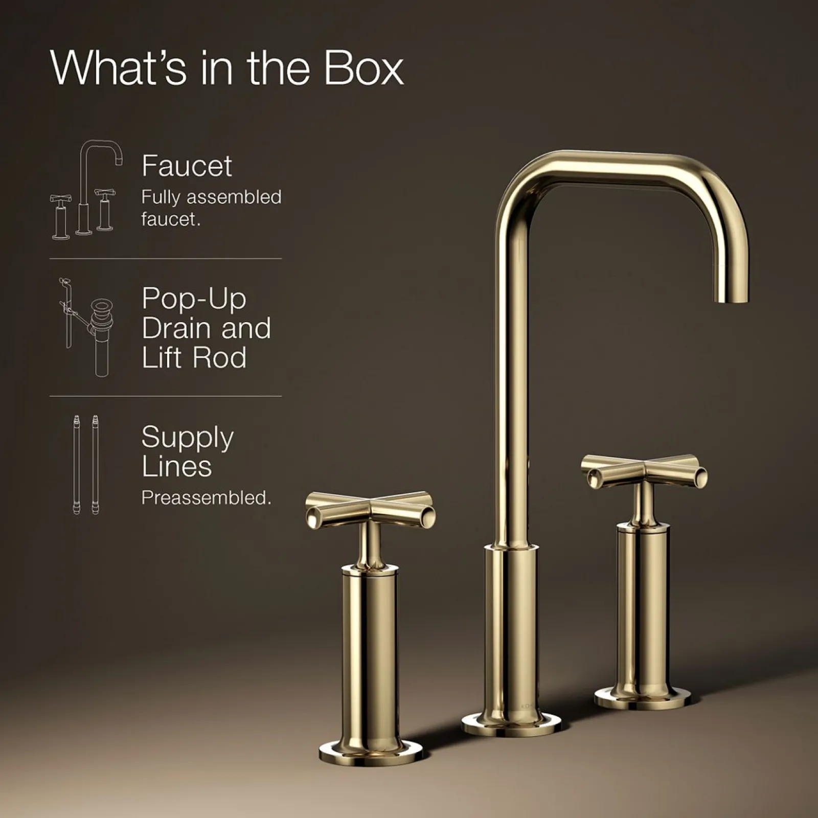 Widespread bathroom sink faucet with Cross handles, 1.2 gpm^Kohler Hot