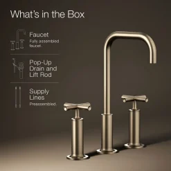 Widespread bathroom sink faucet with Cross handles, 1.2 gpm^Kohler Hot