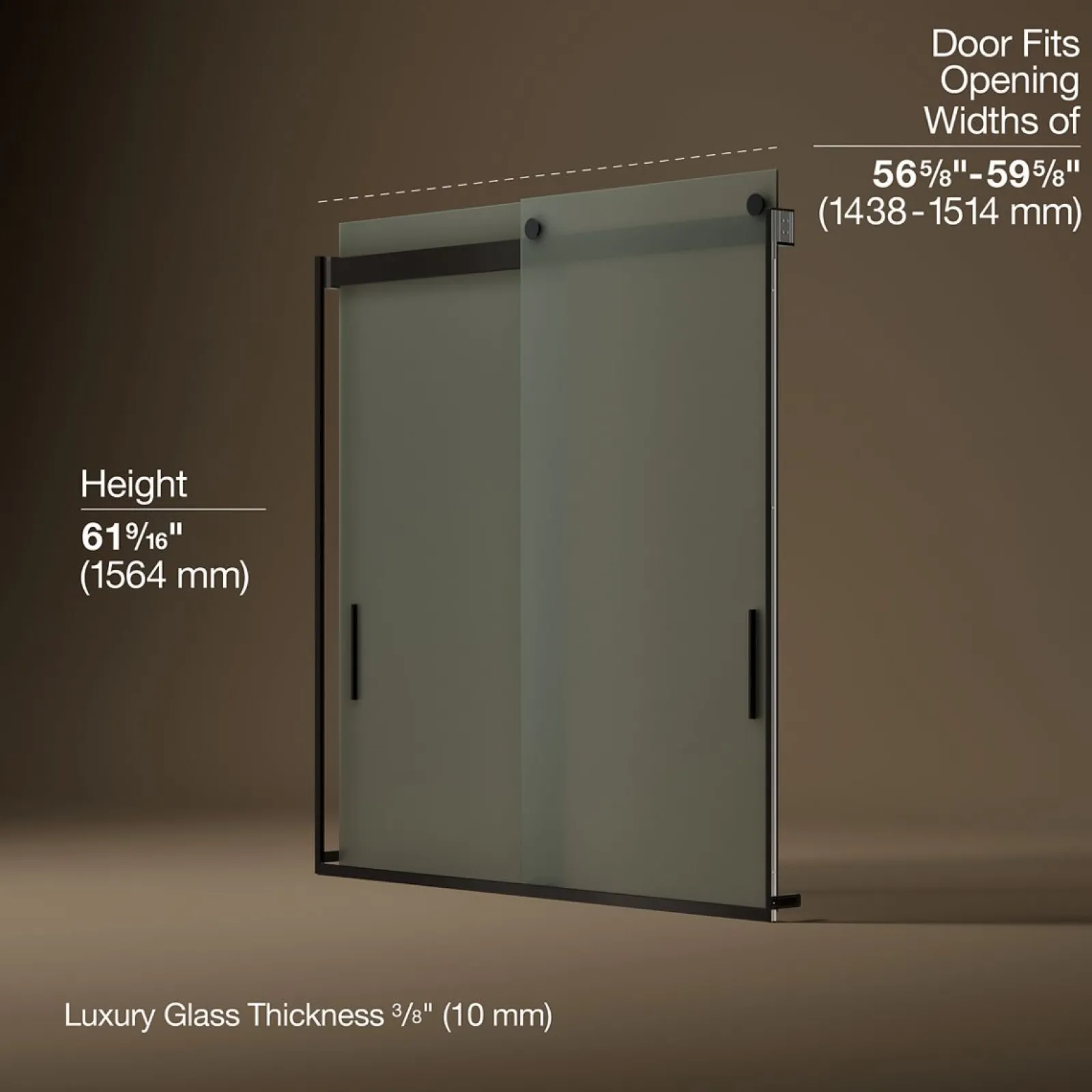 56-5/8"-59-5/8" W x 62" H bypass bath door with 1/4"-thick Frosted glass^Kohler New
