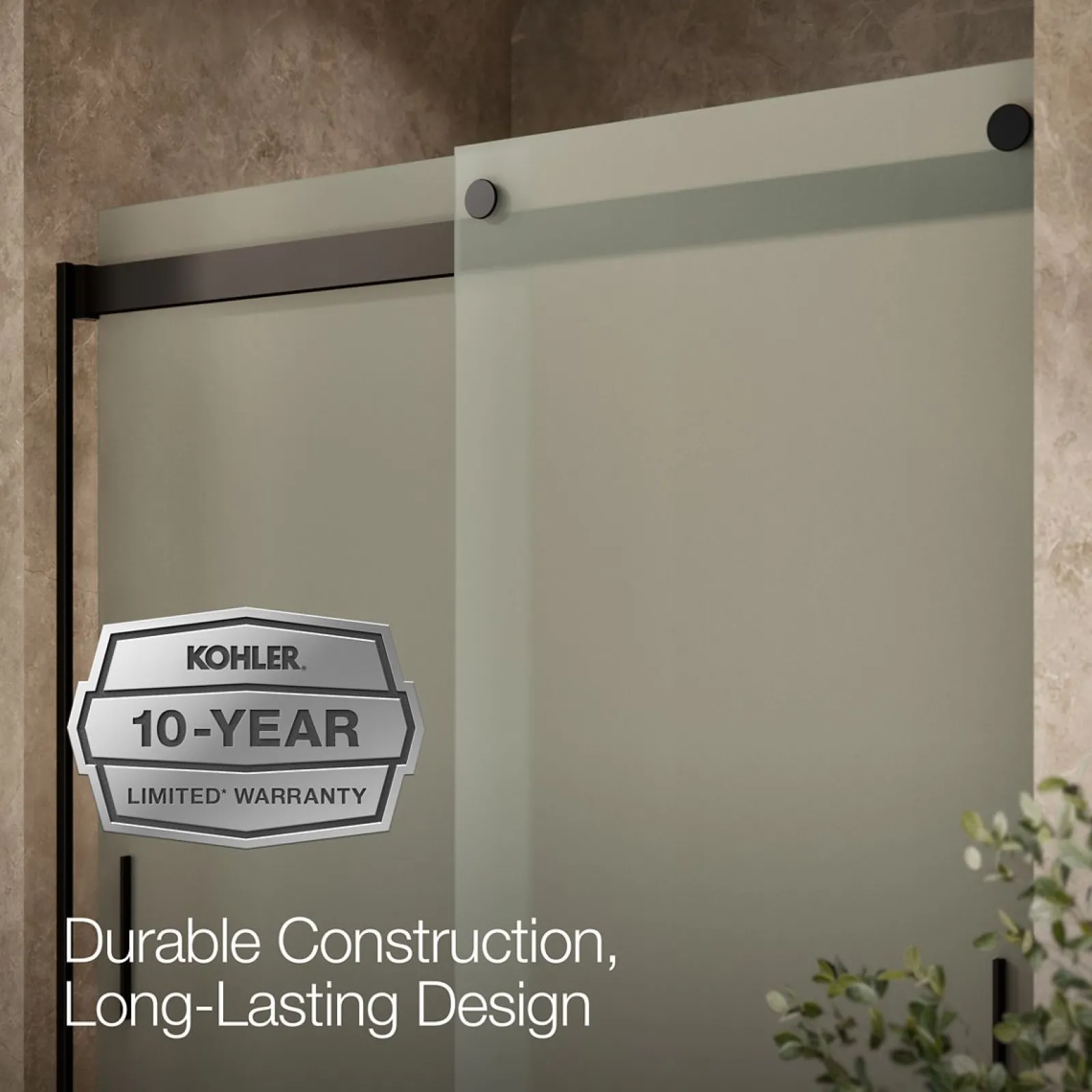 56-5/8"-59-5/8" W x 62" H bypass bath door with 1/4"-thick Frosted glass^Kohler New