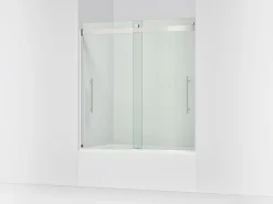 56-5/8"-59-5/8" W x 61.53" H bypass bath door with 5/16"-thick Crystal Clear glass^Kohler Hot